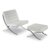 Conjunto BARCELONA sillón + ottoman – piel Blanco