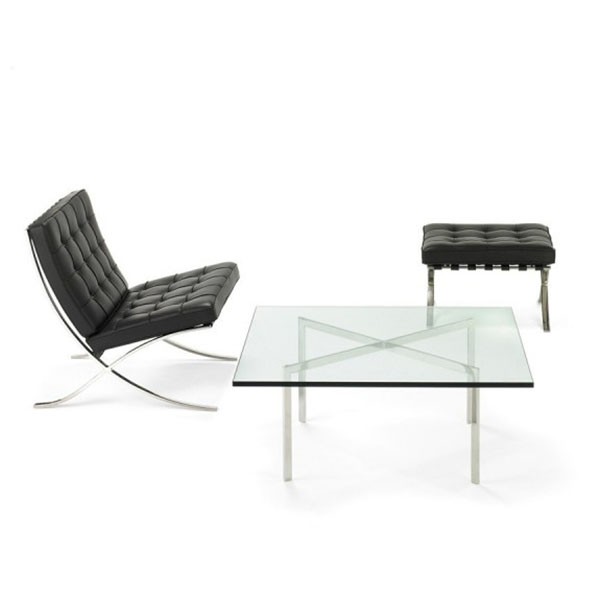 Mesa auxiliar BARCELONA 102x102 - cristal - acero inoxidable