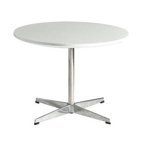 Mesa auxiliar JACOBSEN ROUND – melamina Blanco – metal cromado Mesa auxiliar JACOBSEN ROUND – melamina Blanco – metal cromado