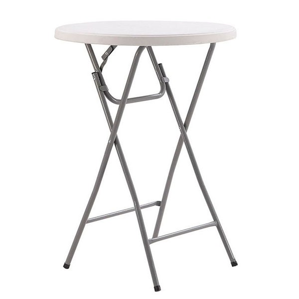 Mesa alta plegable PARTY H110 – plástico Blanco – metal Gris