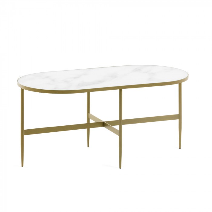 Mesa de centro BABIA – metal Dorado – cristal Mesa de centro BABIA – metal Dorado – cristal