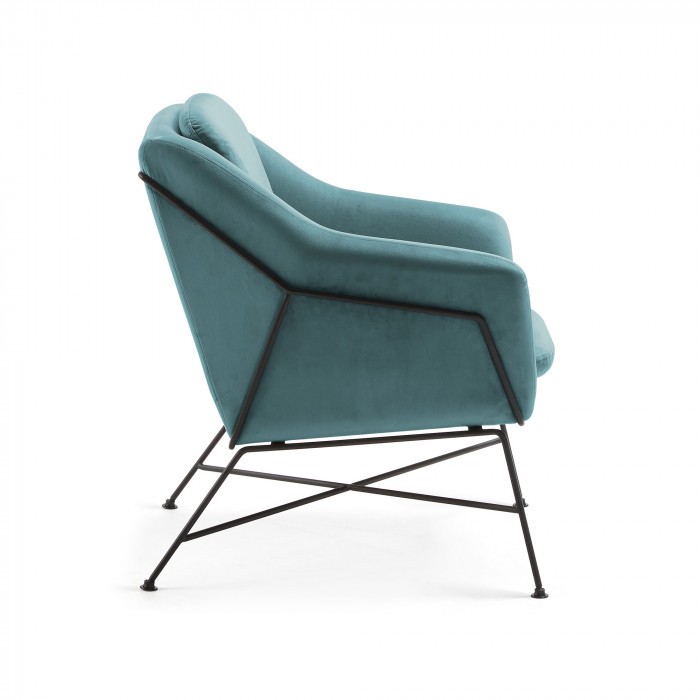 Butaca SPEECH - terciopelo Turquesa - metal Negro