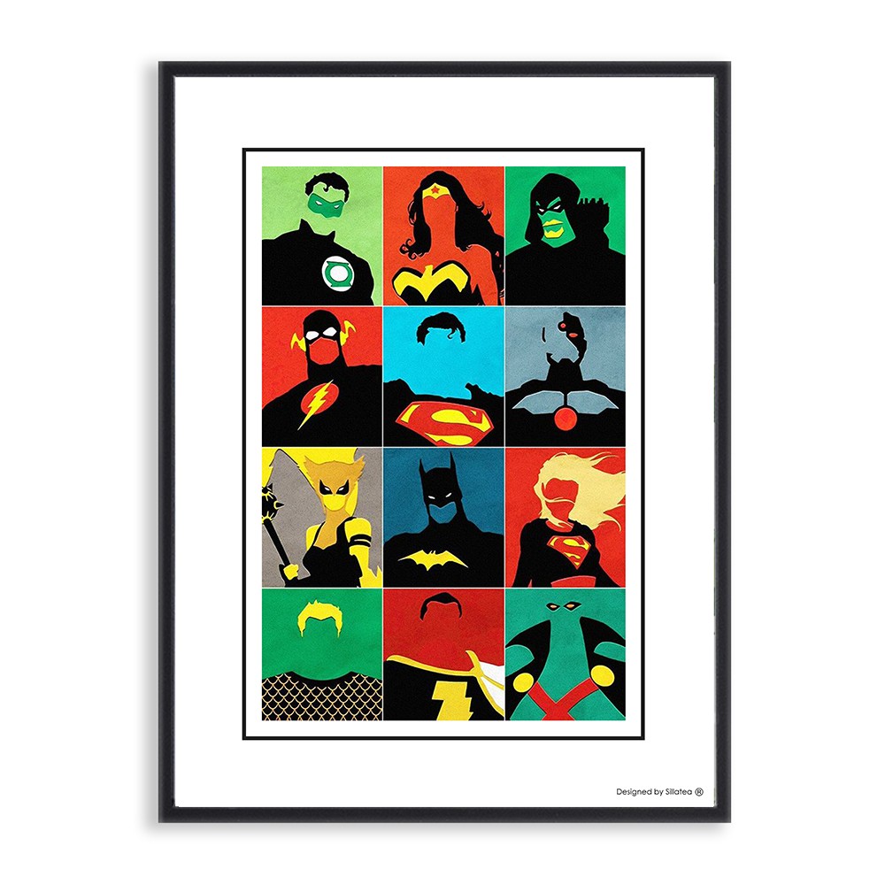 Lámina con marco SUPERHERORES POSTER 30×40