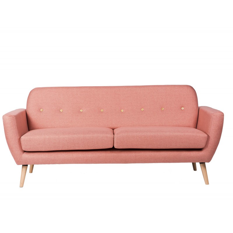 Sofá PHELPS - tejido Rosa claro - madera Natural