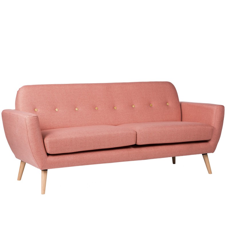 Sofá PHELPS – tejido Rosa – madera Natural
