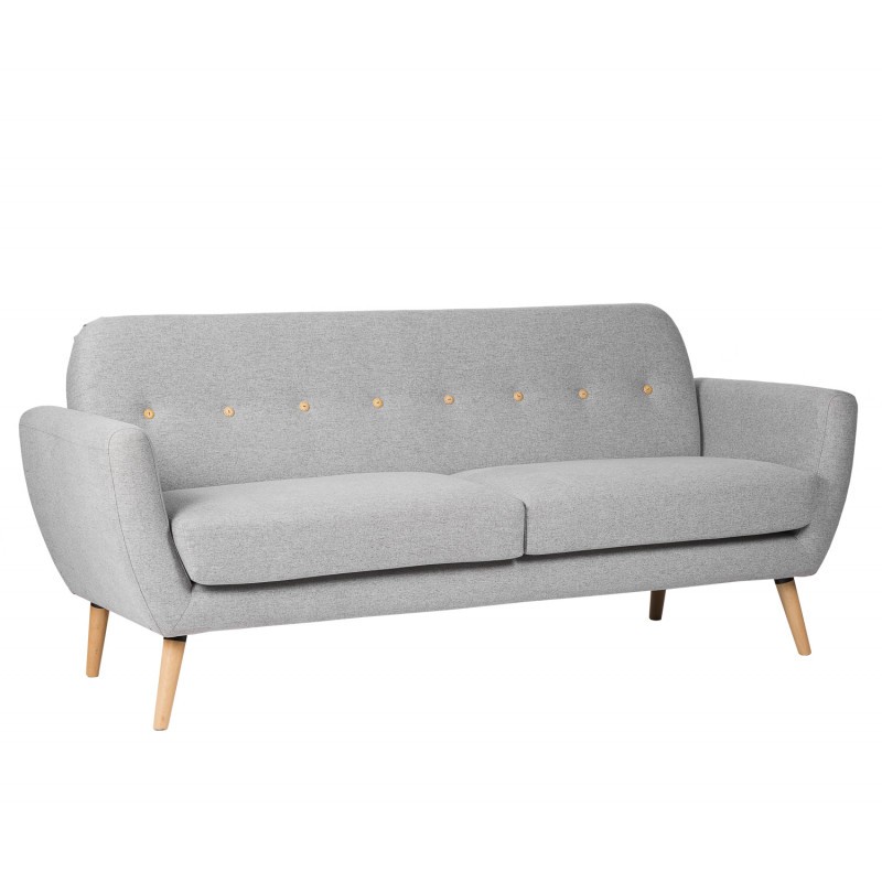 Sofá PHELPS – tejido Gris claro – madera Natural