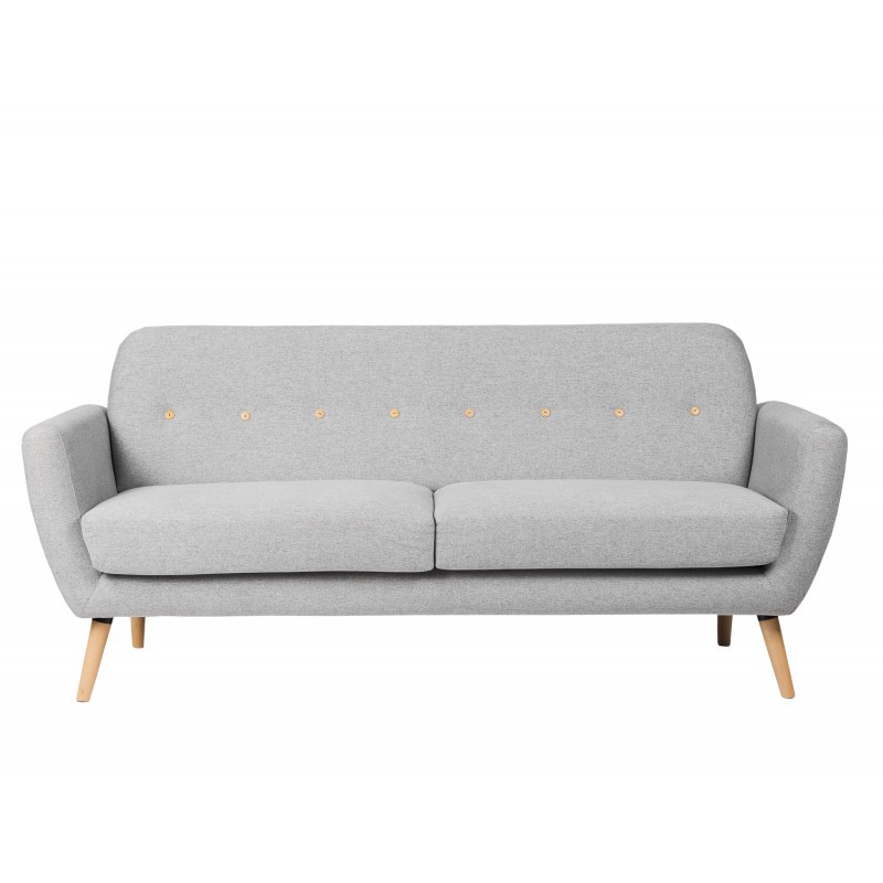 Sofá PHELPS - tejido Gris claro - madera Natural