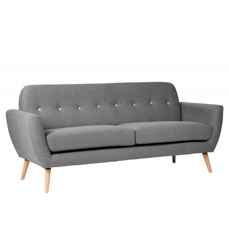 Sofá PHELPS – tejido Gris oscuro – madera Natural