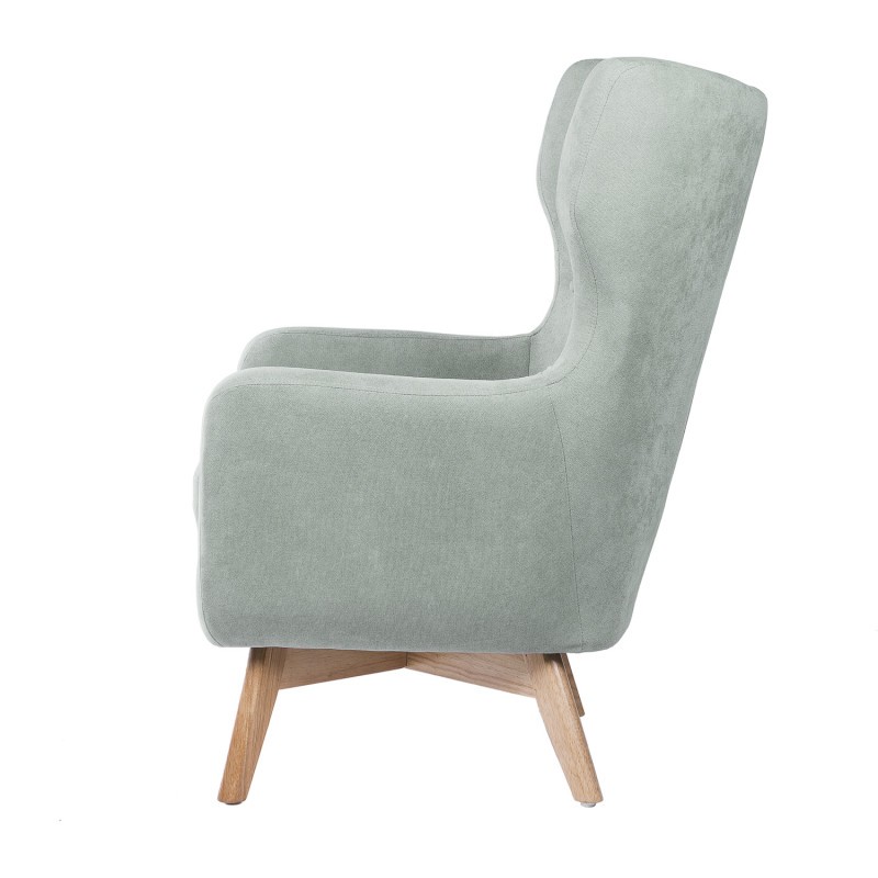 Sillón VEGAS - tejido Verde menta - madera Natural