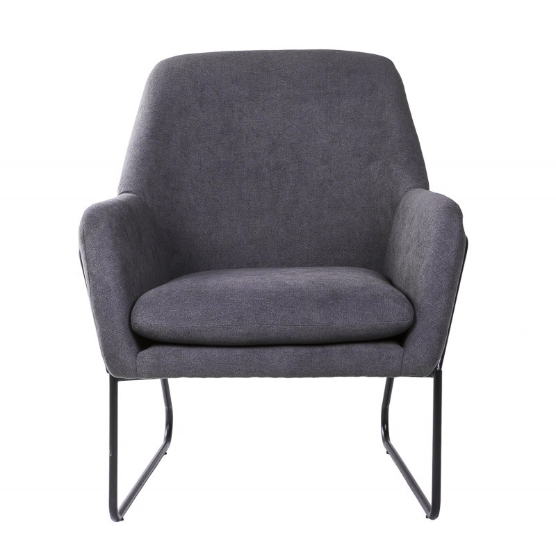 Sillón DALLAS - tejido Gris oscuro - metal Negro