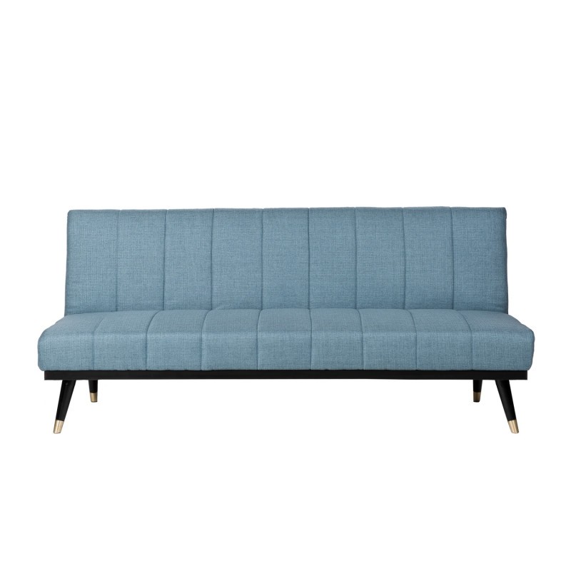 Sofá cama PHOENIX - tejido Azul - madera Negro - metal Dorado