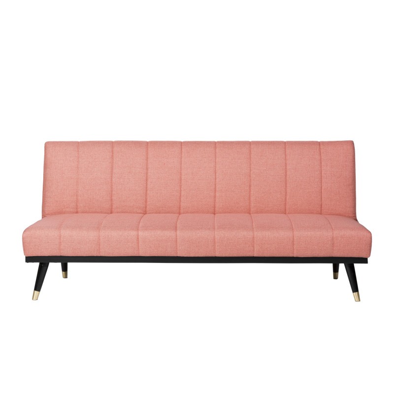 Sofá cama PHOENIX - tejido Rosa claro - madera Negro - metal Dorado