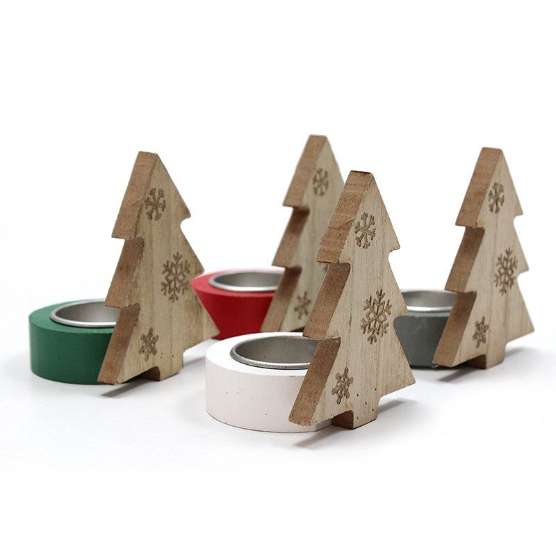 Set de 4 soportes para vela ABETO – madera Multicolor