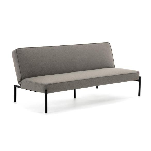 Sofá cama CHICAGO – tejido Gris – metal Negro