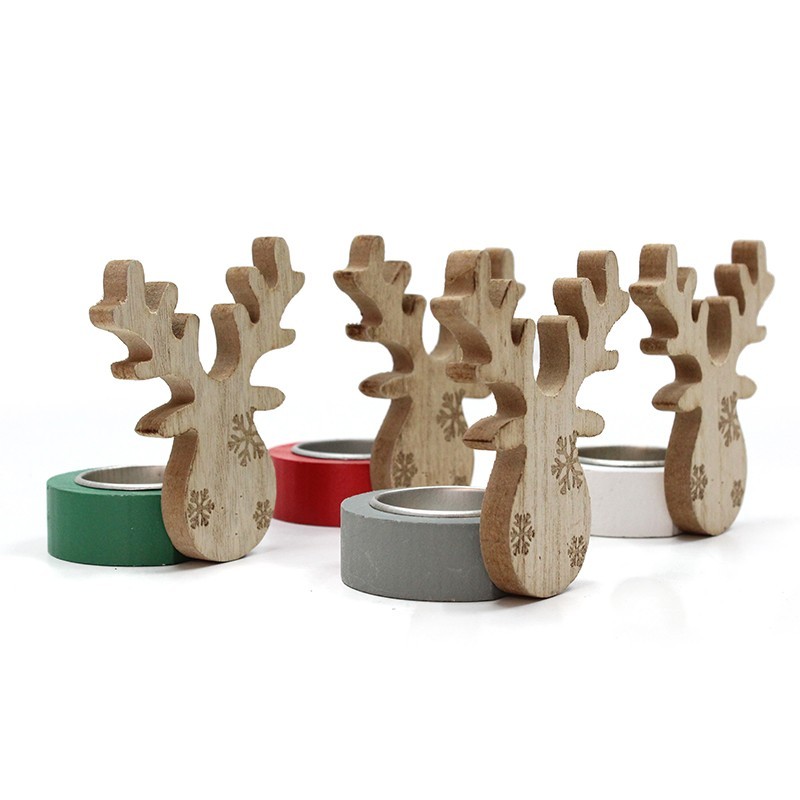 Set de 4 soportes para vela RENO – madera Multicolor