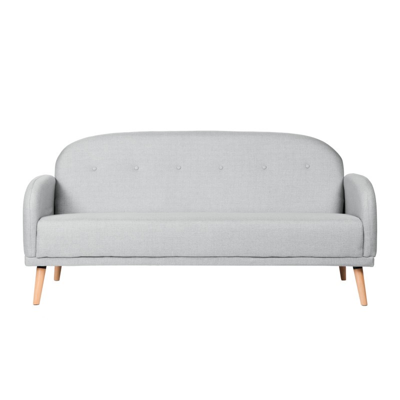 Sofá JUNEAU - tejido Gris claro - madera Natural