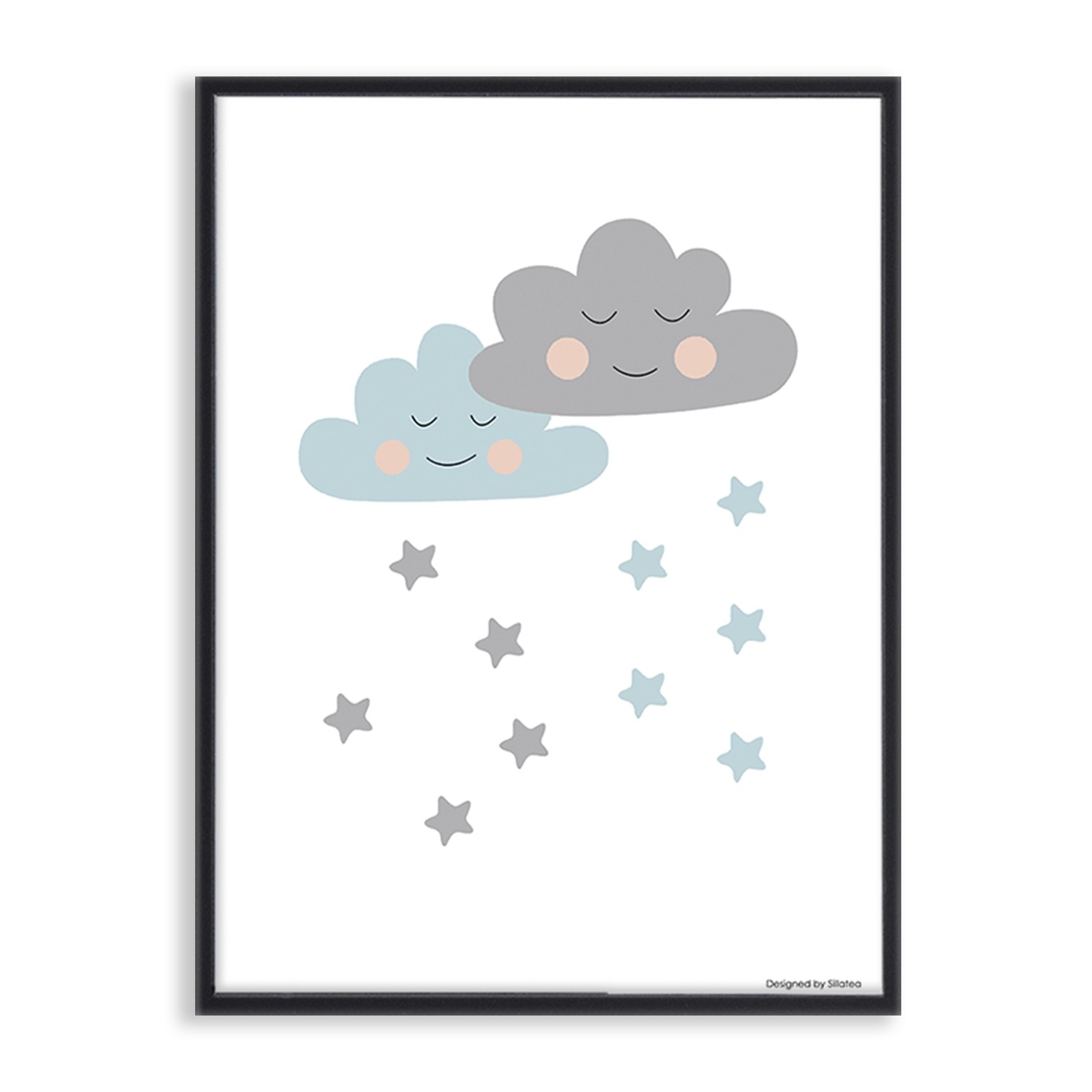 Lámina con marco BABY RAIN STARS 30×40