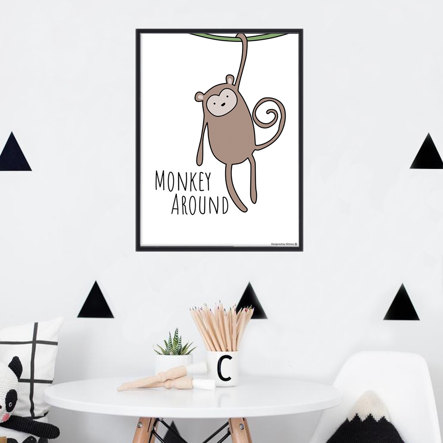 Lámina con marco BABY MONKEY 30x40