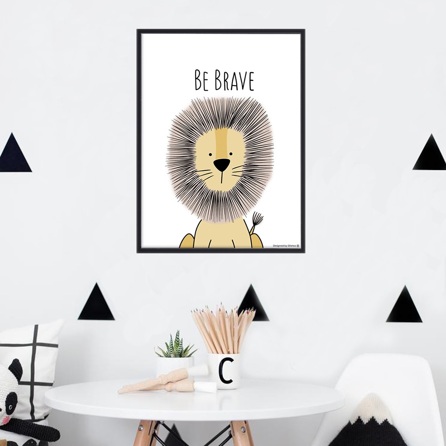 Lámina con marco BABY LION 30x40