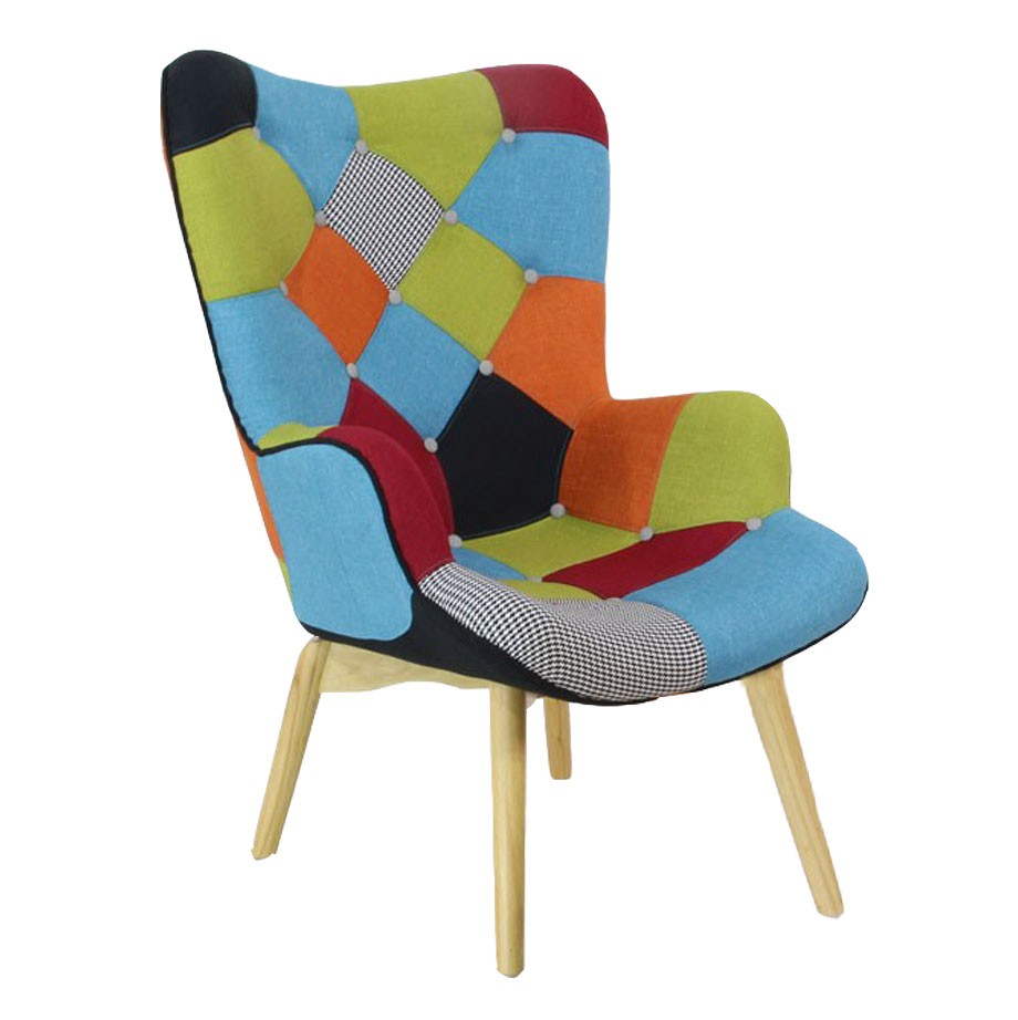 Sillón FREATHER tapizado PATCHWORK Multicolor