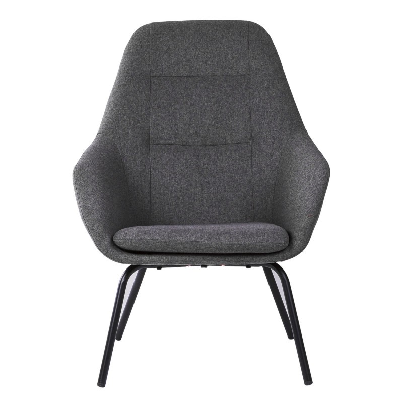 Sillón PROVIDENCE - tejido Gris oscuro - metal Negro
