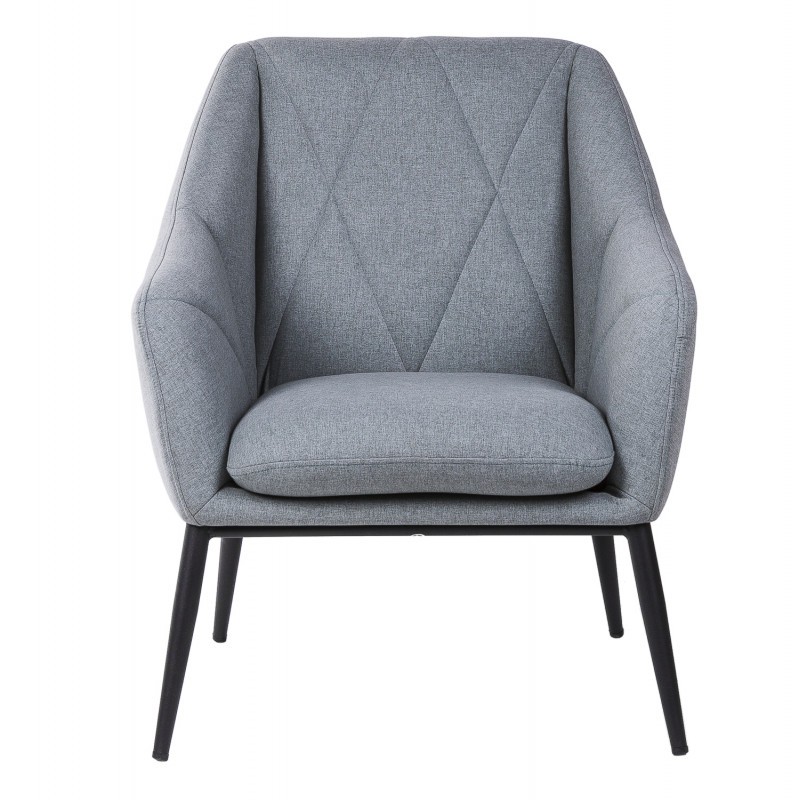 Sillón AUSTIN - tejido Gris claro - metal Negro