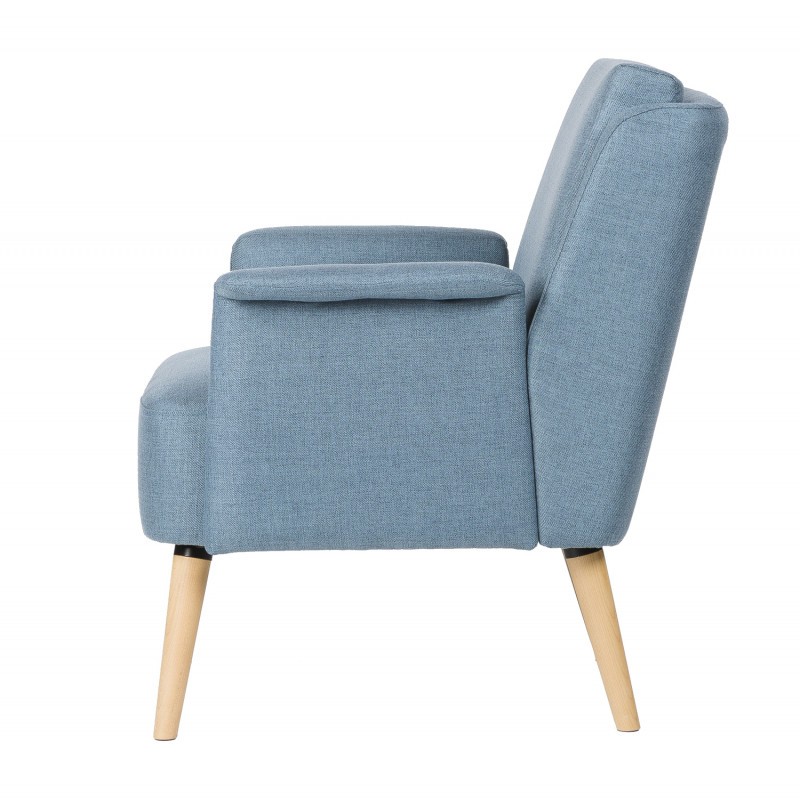 Sillón GRANADA - tejido Azul - madera Natural