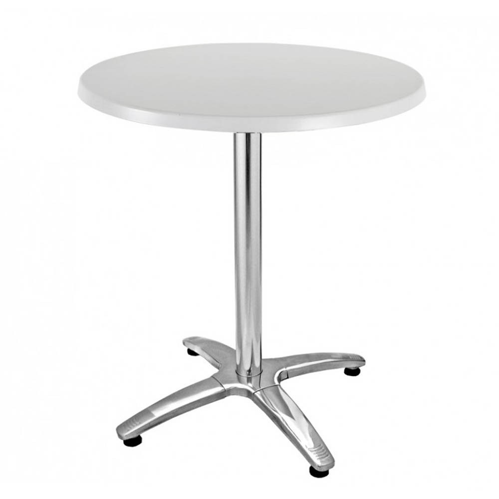 Mesa de bar WERSA ROUND 60 – Aluminio y sobre Blanco – interior y exterior