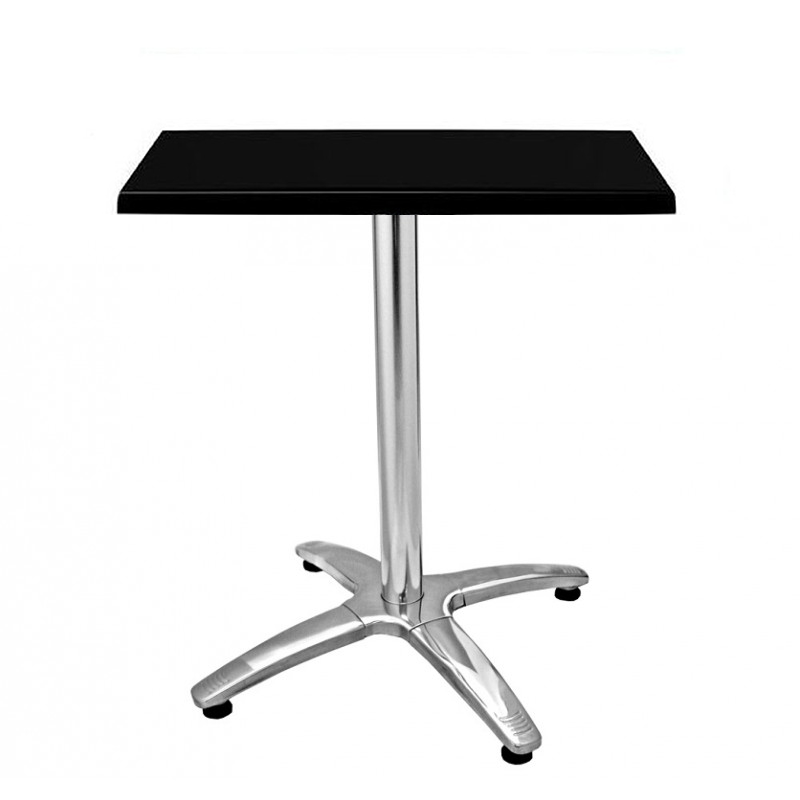 Mesa de bar WERSA 60×60 – Aluminio y sobre Negro – interior y exterior