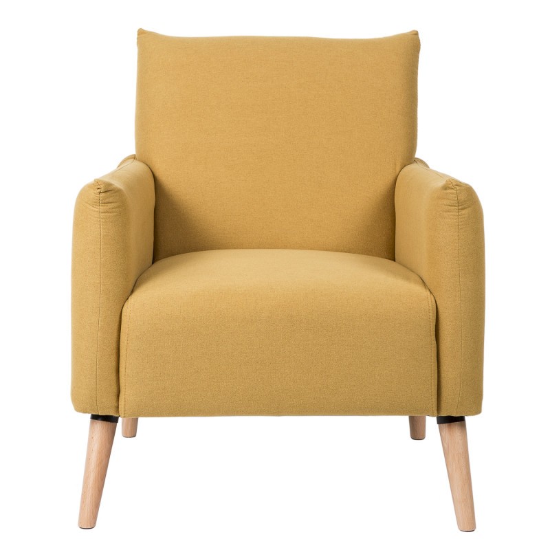 Sillón PORTLAND - tejido Mostaza - madera Natural