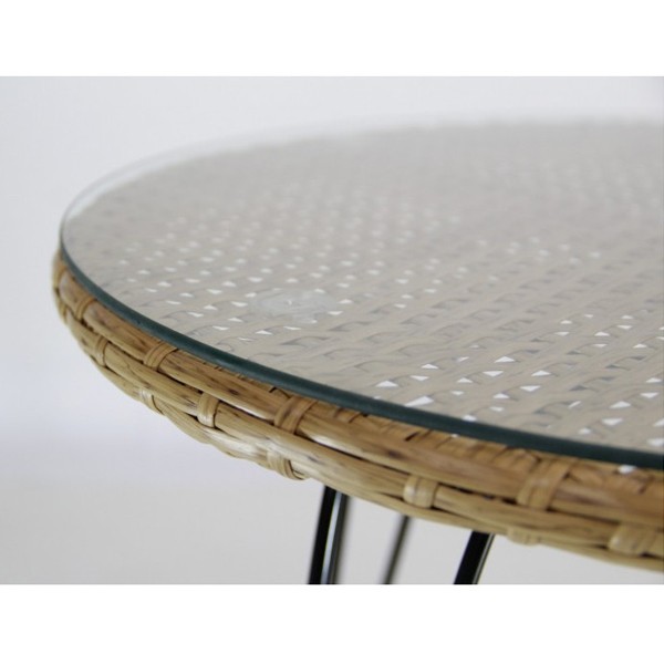Mesa auxiliar TAVIRA - rattan Natural - metal Negro