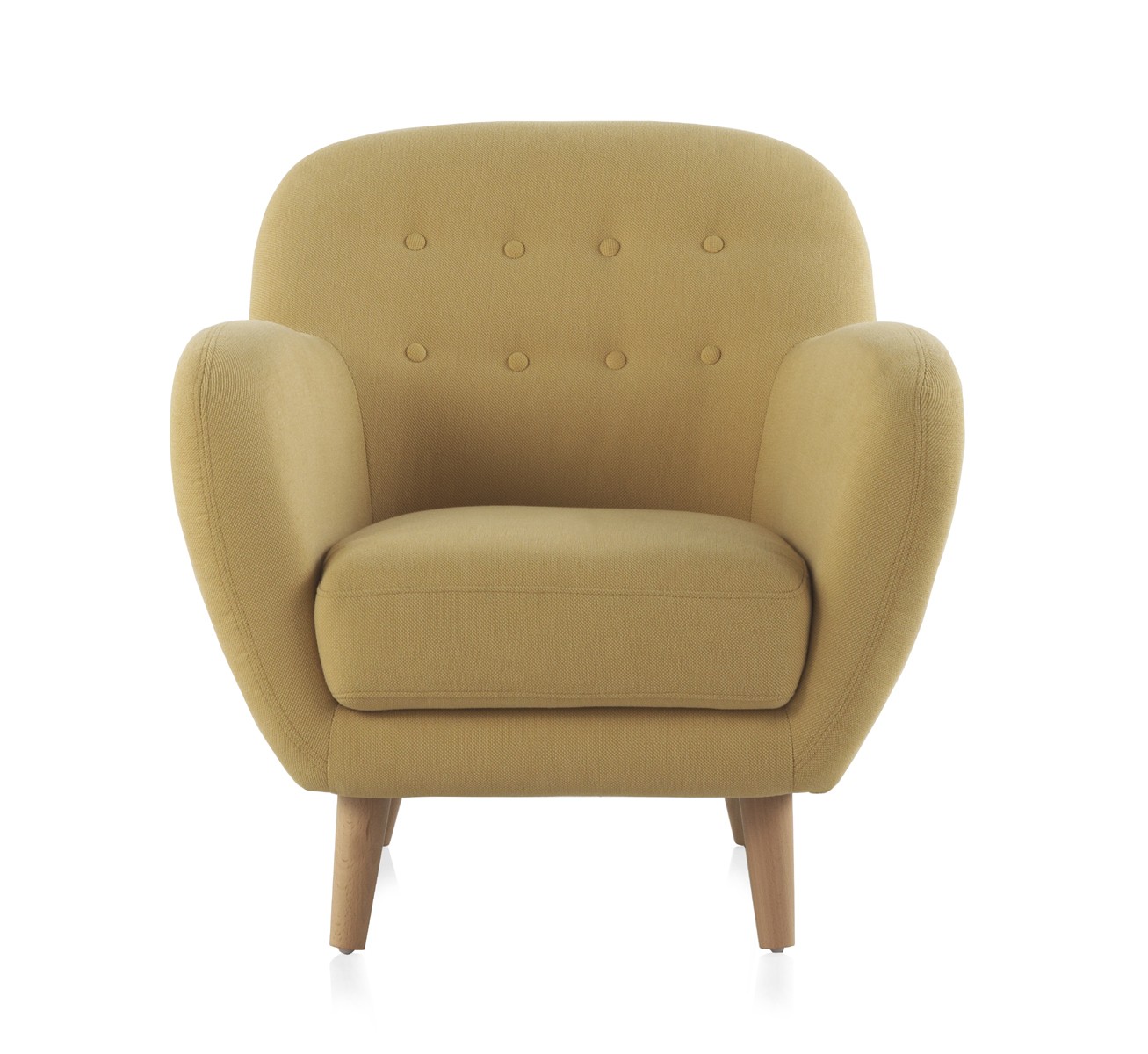 Sillón VENETO - tejido Mostaza - madera de haya Natural