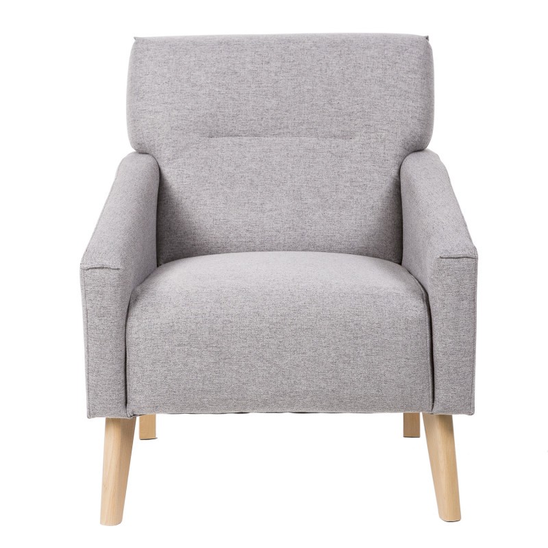 Sillón SEATTLE - tejido Gris claro - madera Natural