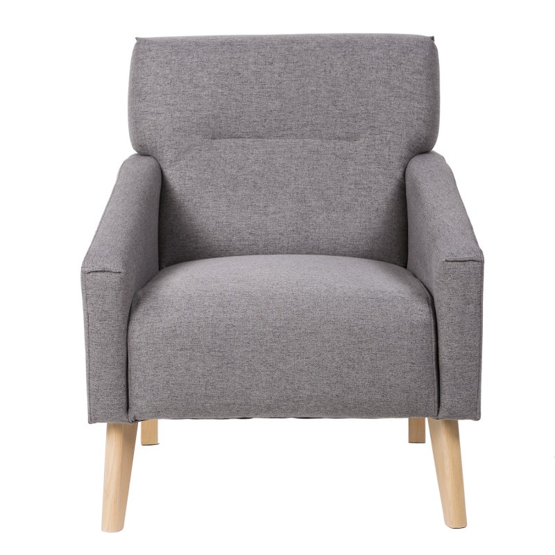 Sillón SEATTLE - tejido Gris oscuro - madera Natural