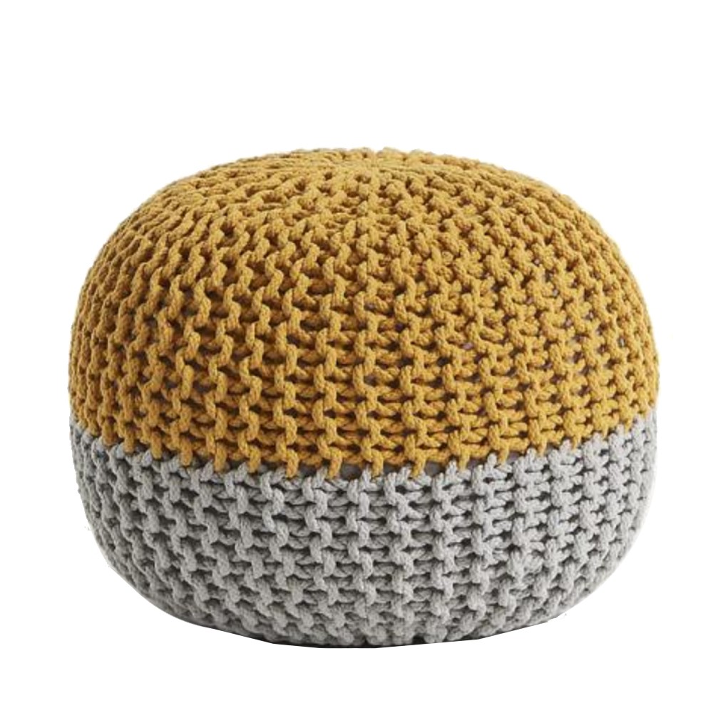 Puff BEHOBIA – algodón Gris y Mostaza