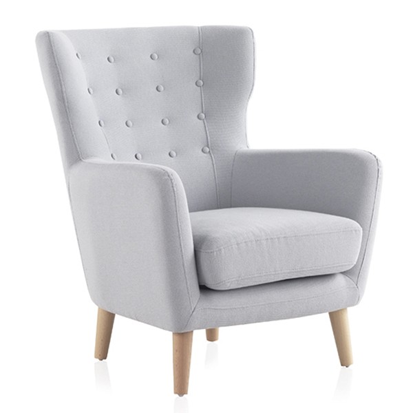 Sillón GÉNOVA – tejido Gris – madera de haya Natural Sillón GÉNOVA – tejido Gris – madera de haya Natural