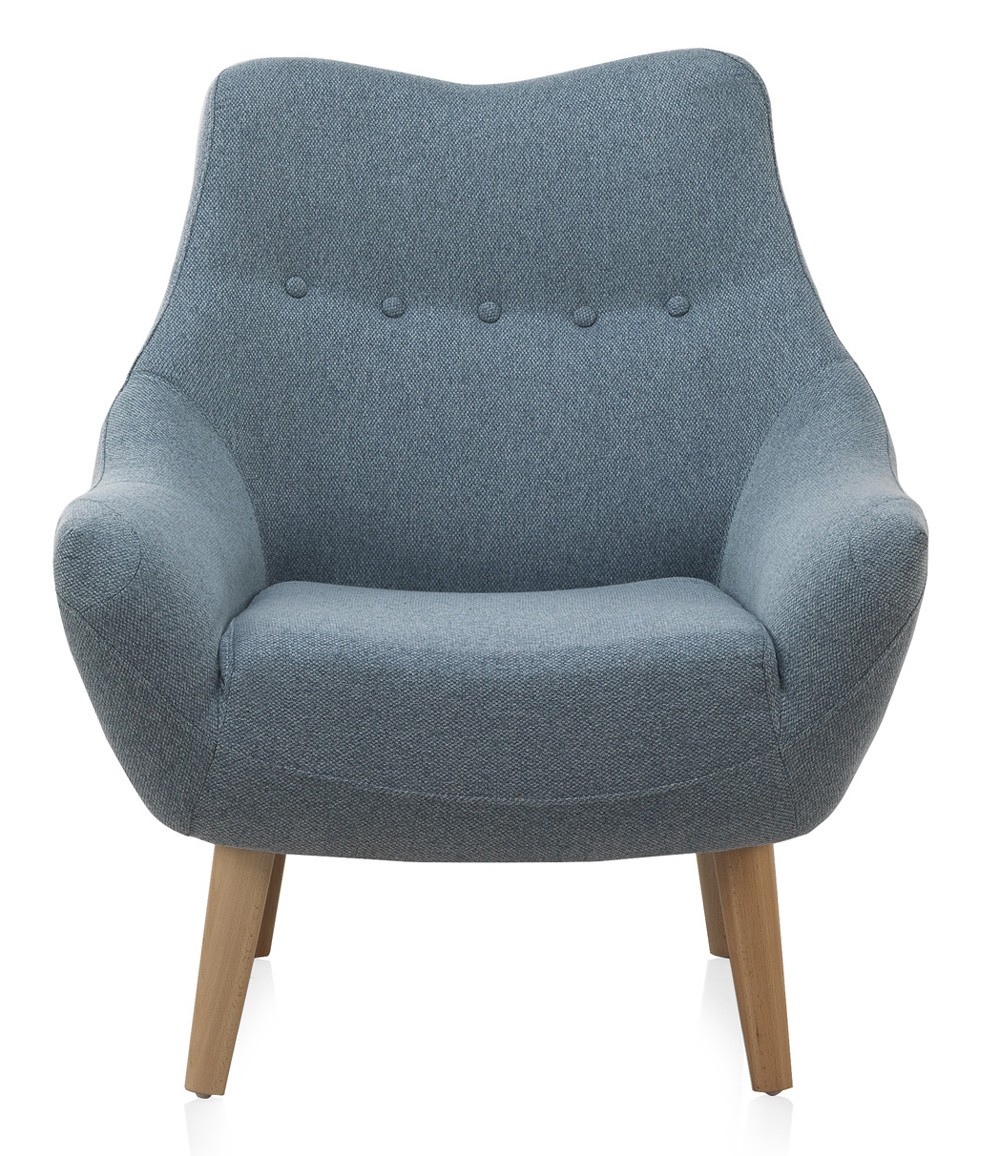 Sillón SPEZIA - tejido Verde - madera de haya Natural