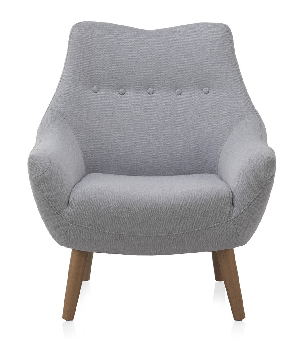 Sillón SPEZIA - tejido Gris claro - madera de haya Natural