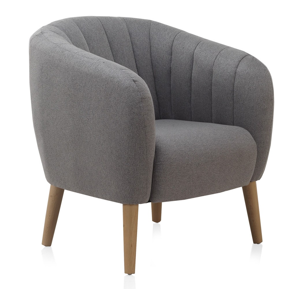 Sillón BRESCIA – tejido Gris oscuro – madera de haya Natural Sillón BRESCIA – tejido Gris oscuro – madera de haya Natural