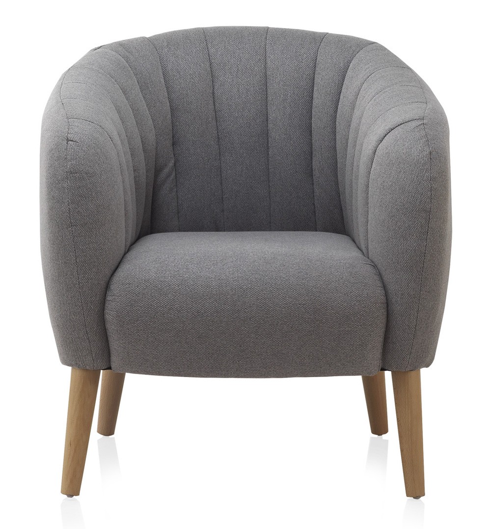 Sillón BRESCIA - tejido Gris oscuro - madera de haya Natural