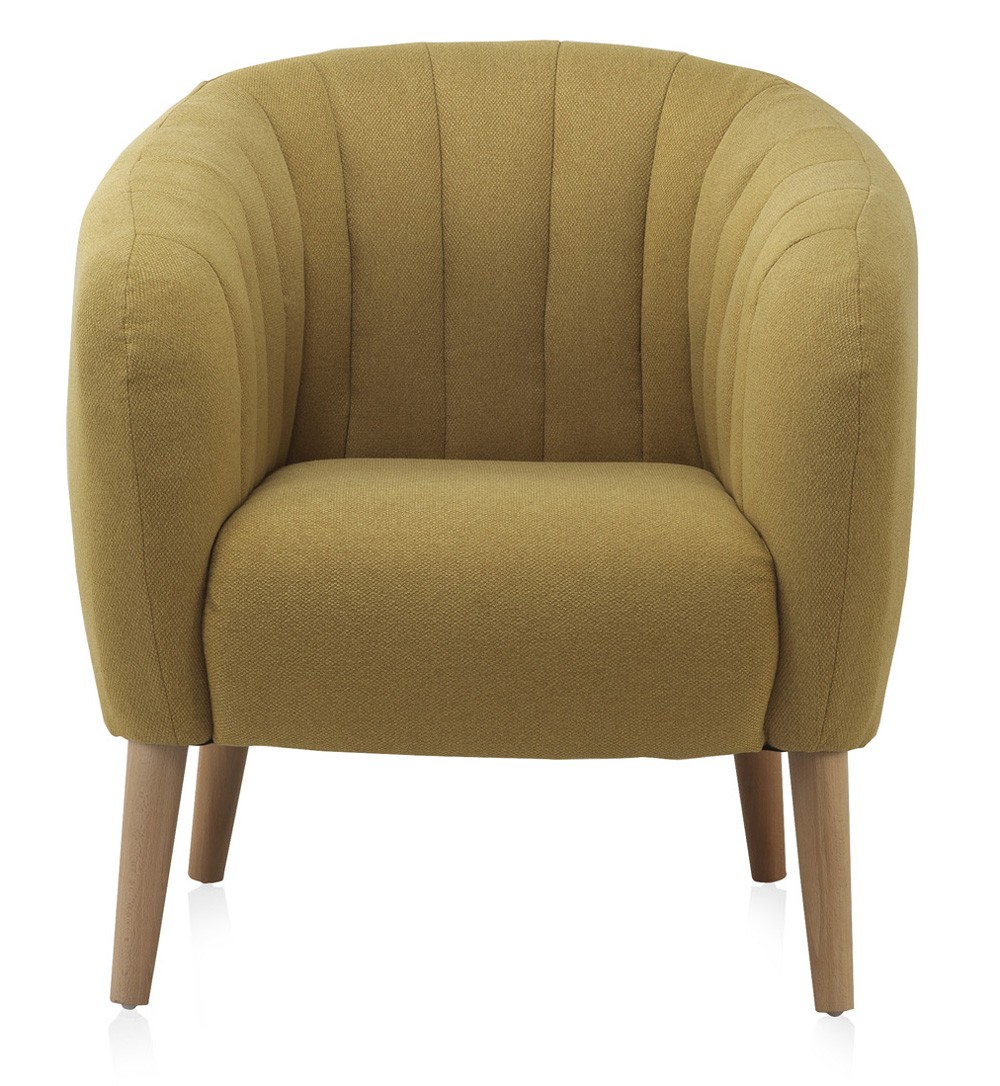 Sillón BRESCIA - tejido Mostaza - madera de haya Natural