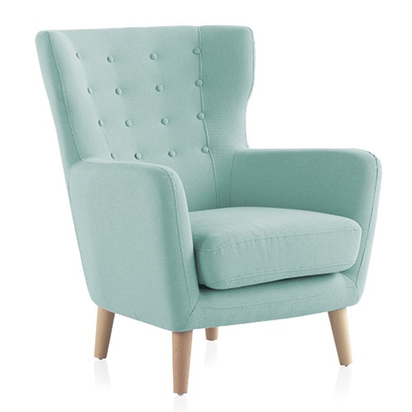 Sillón GÉNOVA – tejido Verde – madera de haya Natural Sillón GÉNOVA – tejido Verde – madera de haya Natural