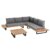 Set de sofá de 5 plazas y mesa ANCONA – madera de acacia Natural – tejido Gris – metal Negro