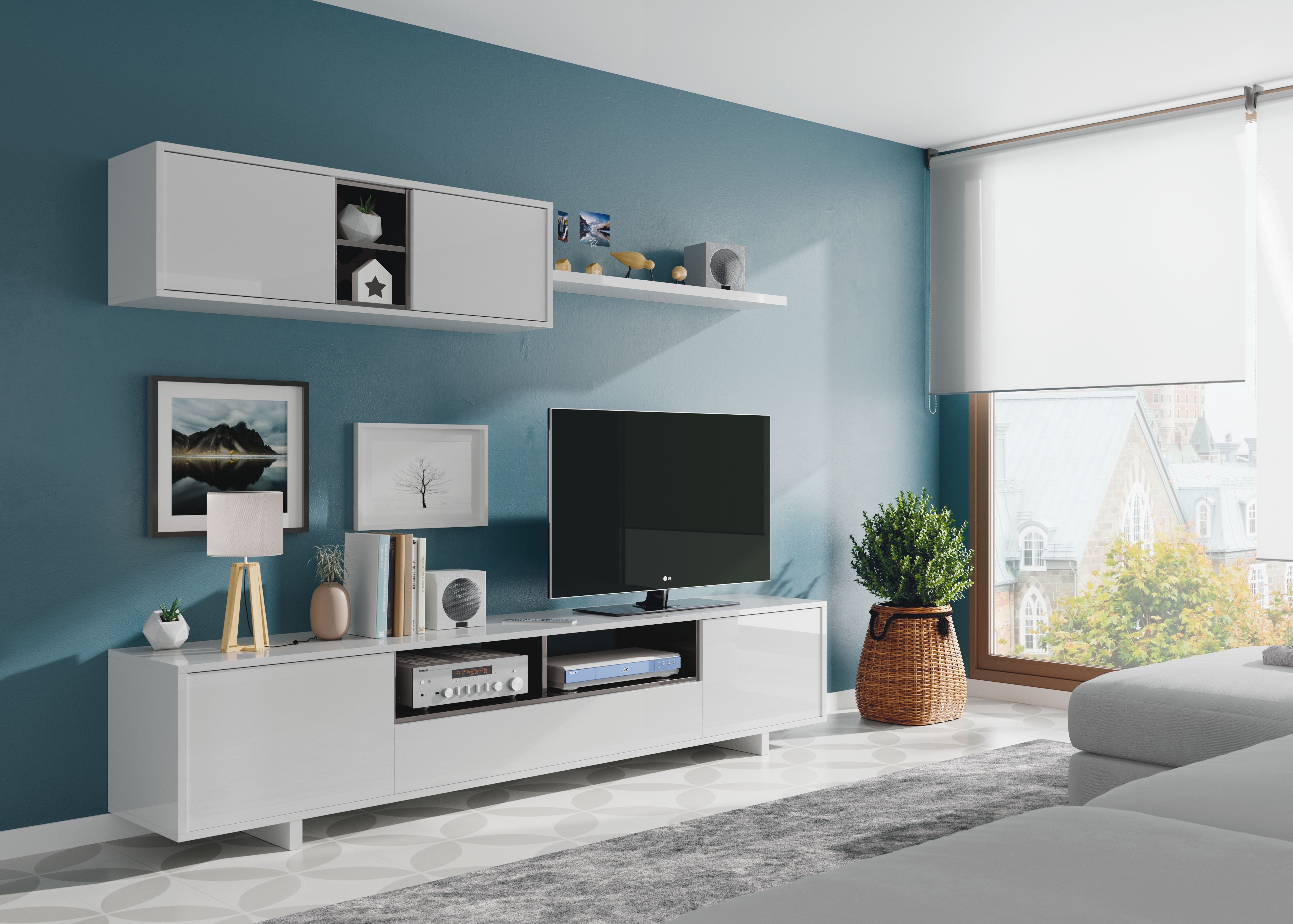 Conjunto comedor BLASI - melamina Blanco Brillo