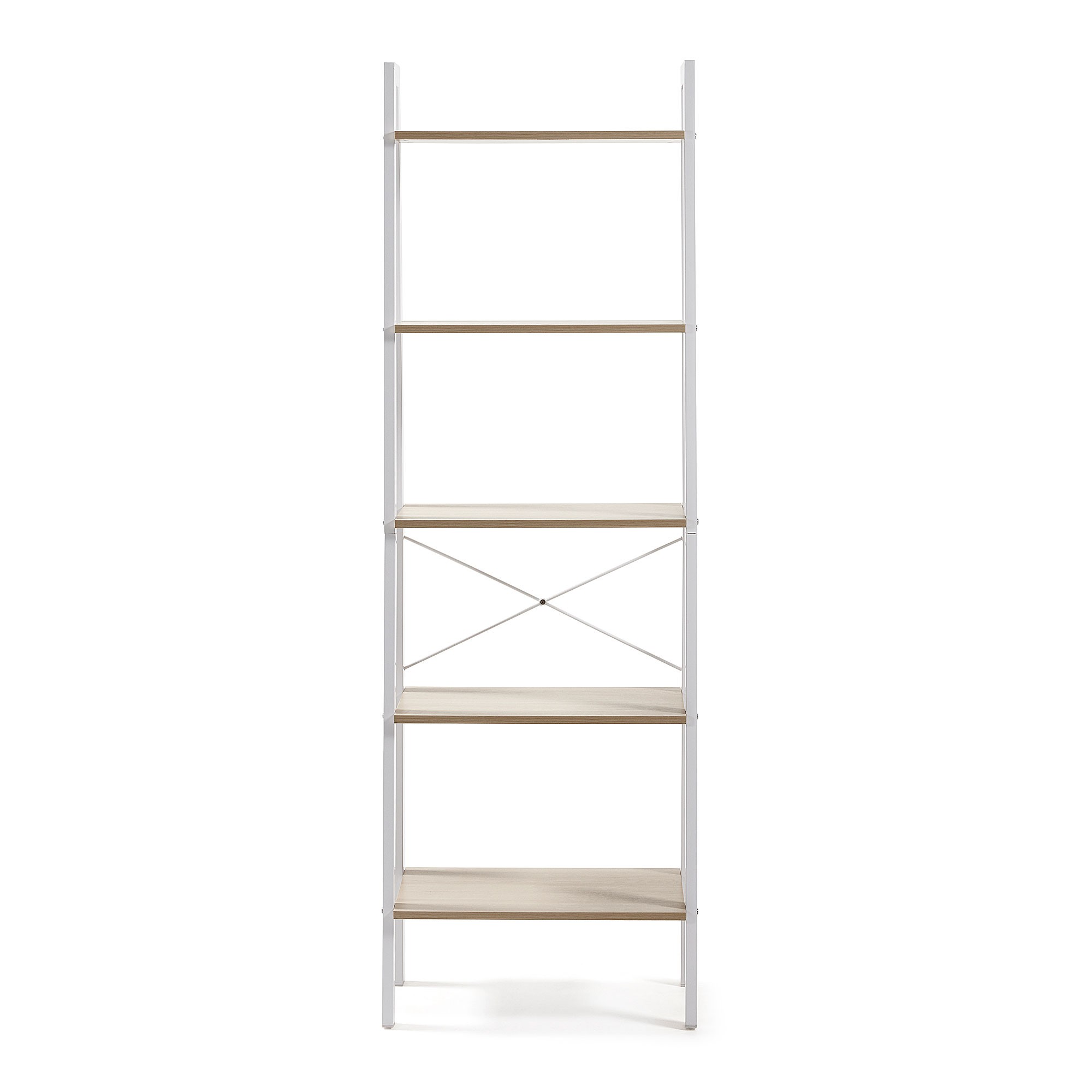 Estantería PERUGIA 172x56 - metal Blanco - madera de roble Natural
