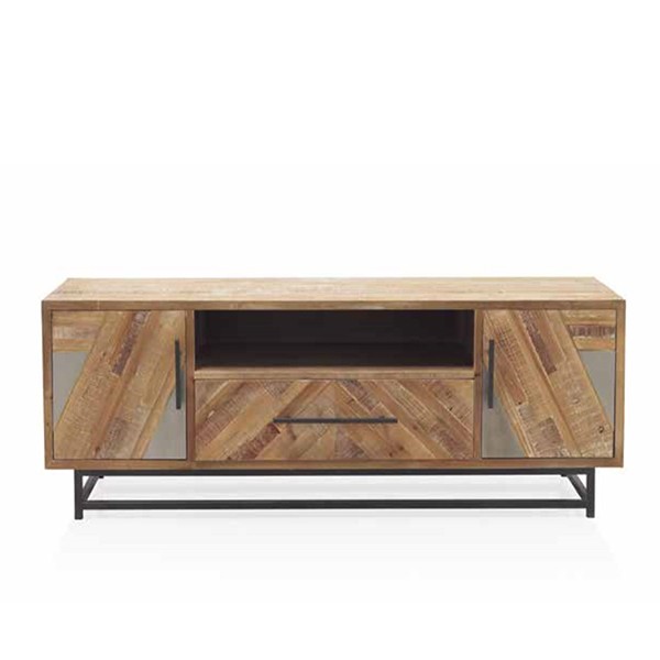Mueble TV KIEL 150×47 – madera de abeto Natural – metal Negro Mueble TV KIEL 150×47 – madera de abeto Natural – metal Negro