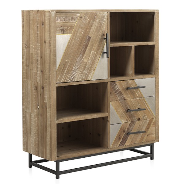 Aparador KIEL 100×47 – madera de abeto Natural – metal Negro