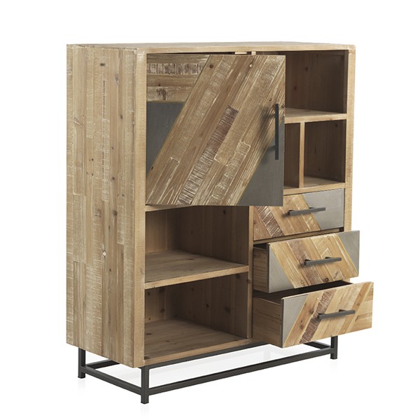 Aparador KIEL 100x47 - madera de abeto Natural - metal Negro