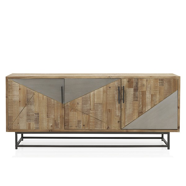 Aparador KIEL 180×41 – madera de abeto Natural – metal Negro