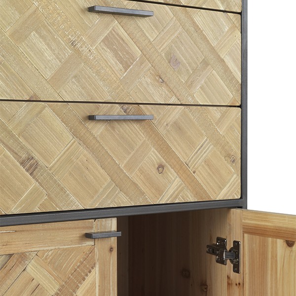 Vitrina ANHALD 187x50 - madera de abeto Natural - metal Gris oscuro